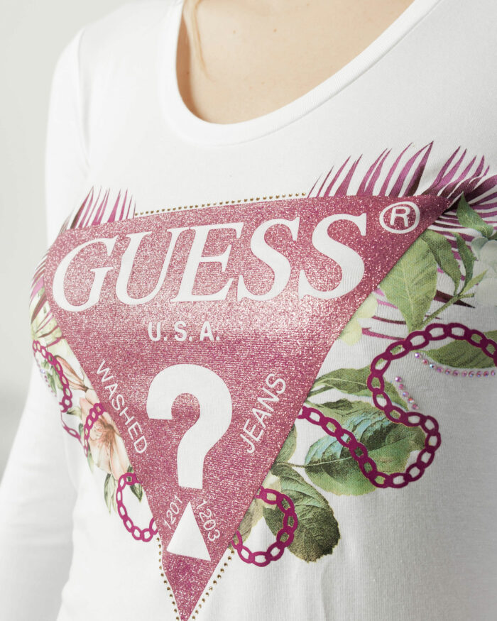 T-shirt Guess LS CN FLORIA TEE Bianco – 90913