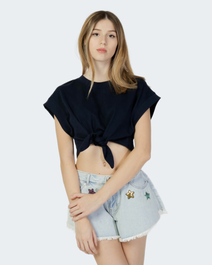 T-shirt Jacqueline De Yong JDYGINA S/S KNOT TOP JRS Blu – 80755