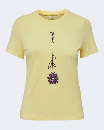 T-shirt Only ONLKITA REG S/S FLOWER TOP BOX JRS Giallo – 80693