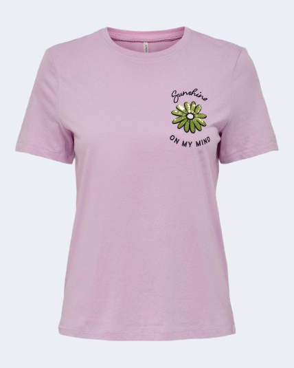 T-shirt Only ONLKITA REG S/S FLOWER TOP BOX JRS Rosa – 80693
