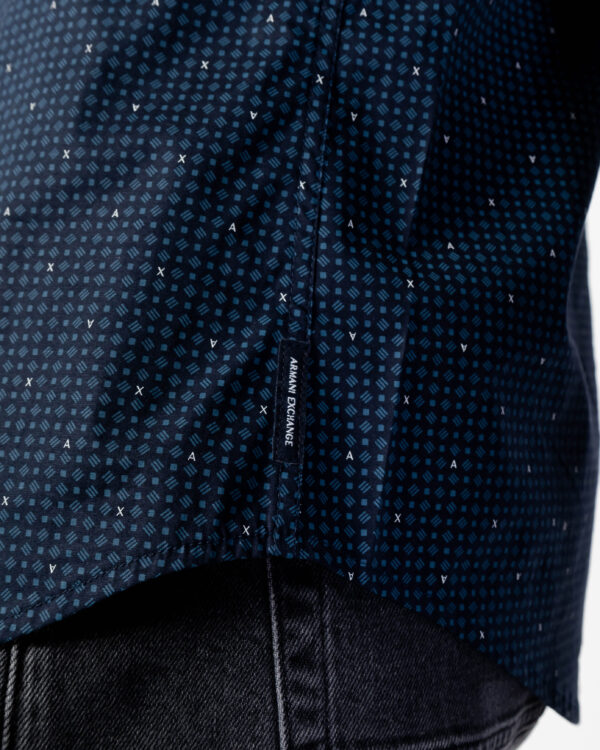 Camicia manica lunga Armani Exchange micro rombi Blu - Foto 3