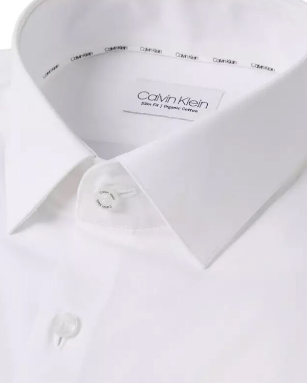 Camicia manica lunga Calvin Klein POPLIN STRETCH SLIM SHIRT Bianco - Foto 4