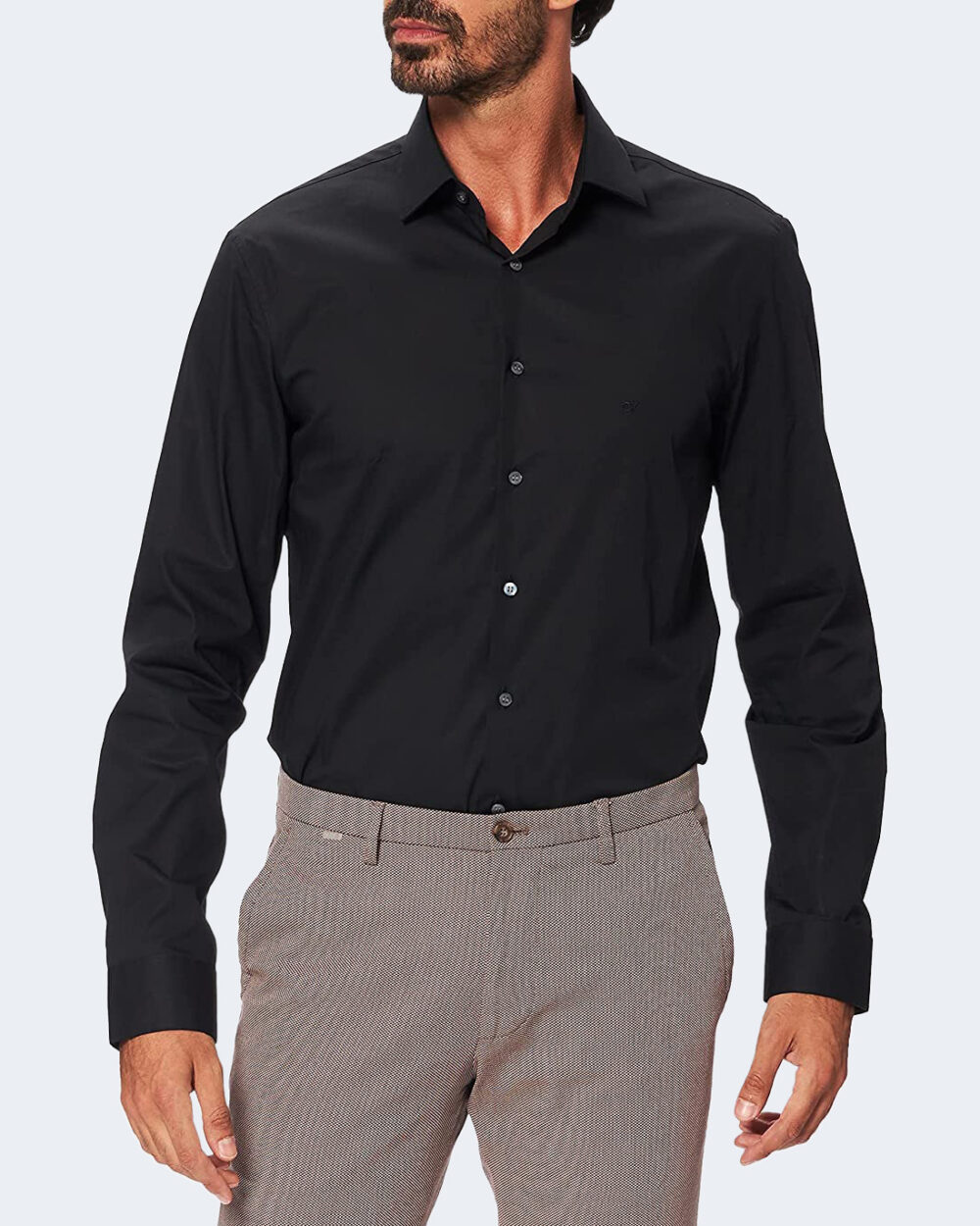 Camicia manica lunga Calvin Klein POPLIN STRETCH SLIM SHIRT Nero - Foto 1
