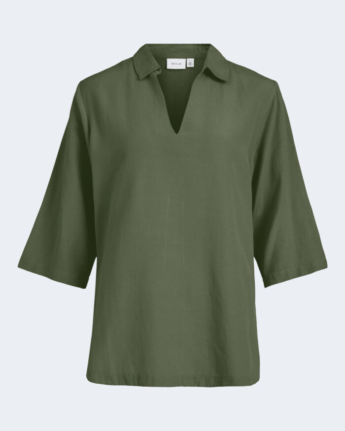 Camicia manica lunga Vila Clothes VIPRISILLA  V-NECK 3/4 SLEEVE TUNIC Verde Oliva – 80835
