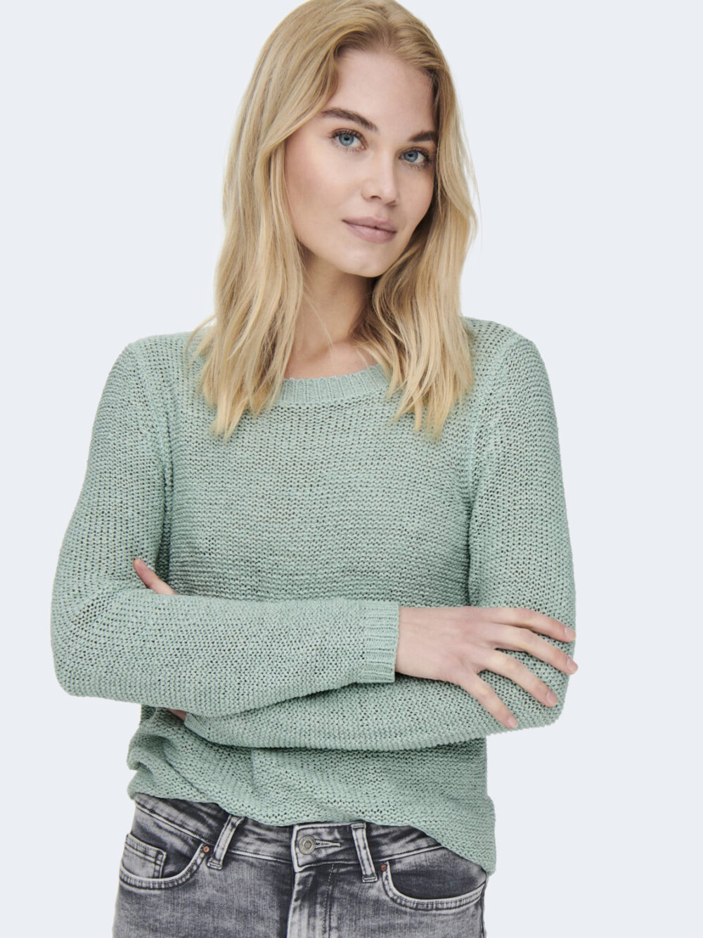 Maglione Only ONLGEENA XO L/S PULLOVER KNT NOOS Verde ice - Foto 1