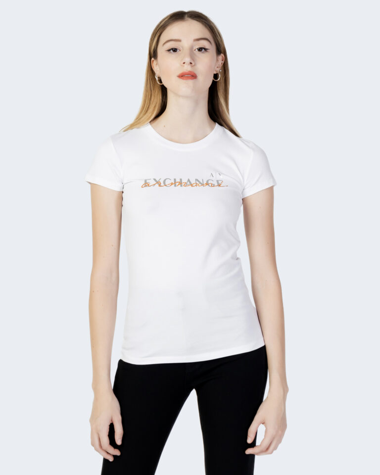 T-shirt Armani Exchange LOGO CORSIVO Bianco - Foto 4
