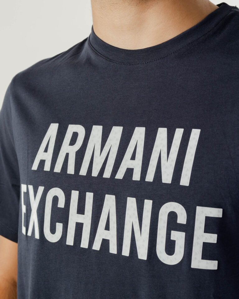 T-shirt Armani Exchange RUBBER LOGO Blue scuro - Foto 2