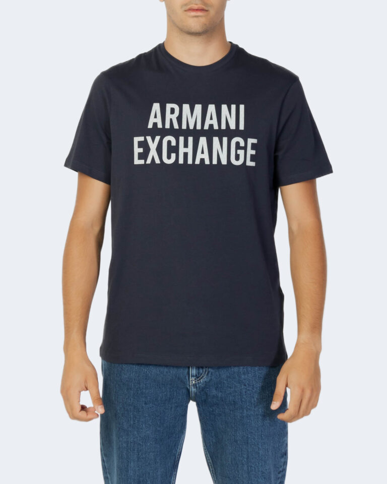 T-shirt Armani Exchange RUBBER LOGO Blue scuro - Foto 3