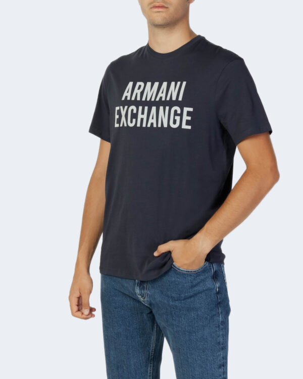 T-shirt Armani Exchange RUBBER LOGO Blue scuro - Foto 4