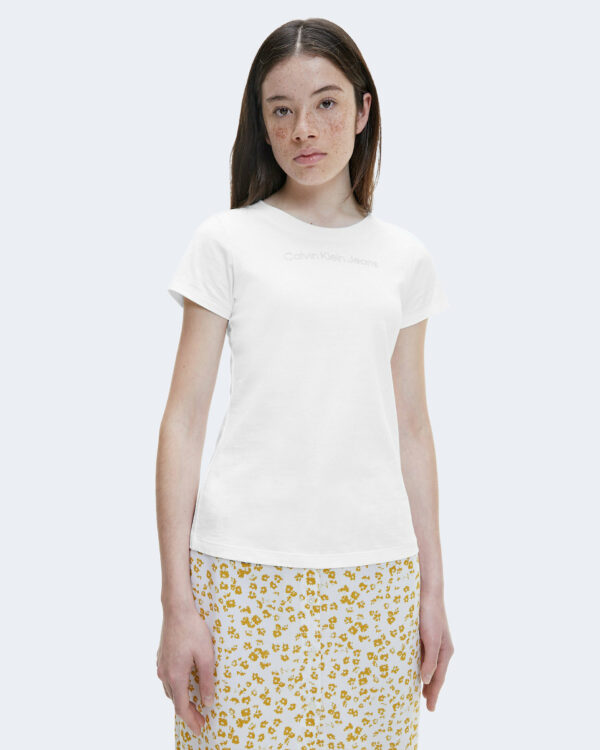 T-shirt Calvin Klein Jeans SHRUNKEN INSTITUTION Bianco - Foto 1
