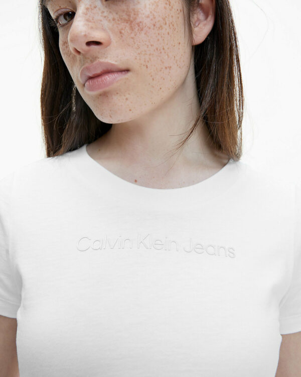 T-shirt Calvin Klein Jeans SHRUNKEN INSTITUTION Bianco - Foto 2