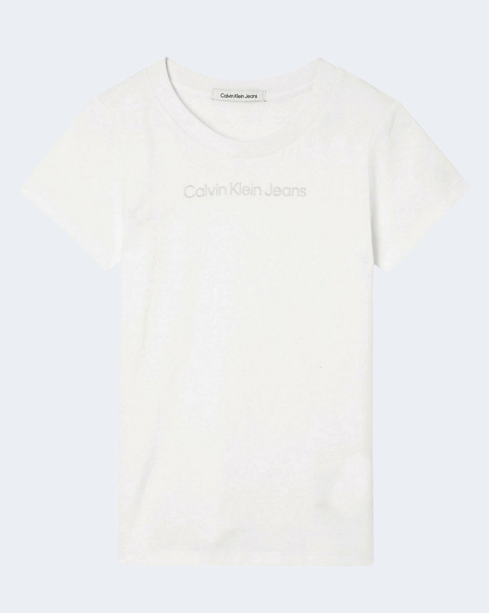 T-shirt Calvin Klein Jeans SHRUNKEN INSTITUTION Bianco - Foto 4
