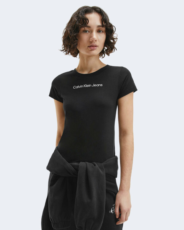 T-shirt Calvin Klein Jeans SHRUNKEN INSTITUTION Nero - Foto 1