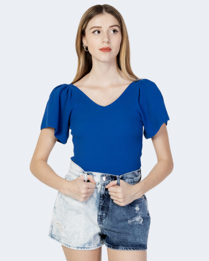 T-shirt Only ONLLEELO S/S BACK PULLOVER KNT NOOS Blu – 63317