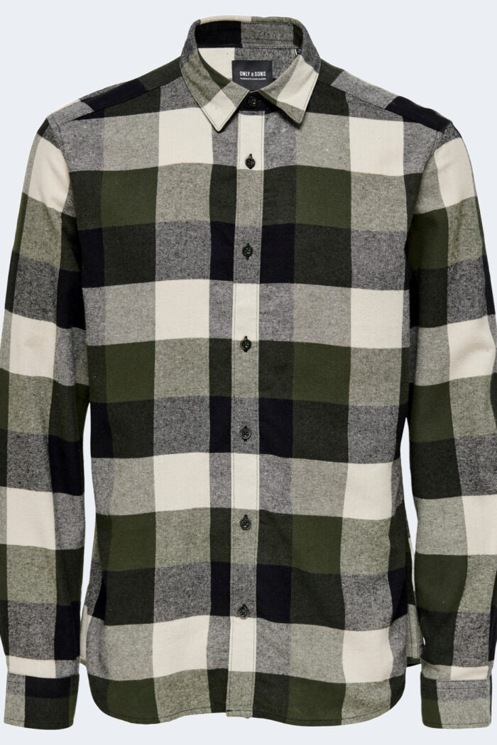 Camicia manica lunga Only & Sons ONSGUDMUND LS 3T CHECK SHIRT NOOS Verde Scuro – 91292