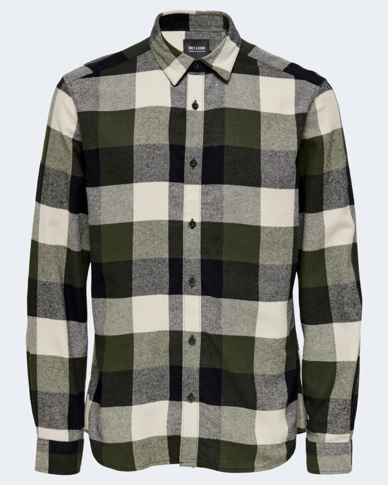 Camicia manica lunga Only & Sons ONSGUDMUND LS 3T CHECK SHIRT NOOS Verde Scuro - Foto 2