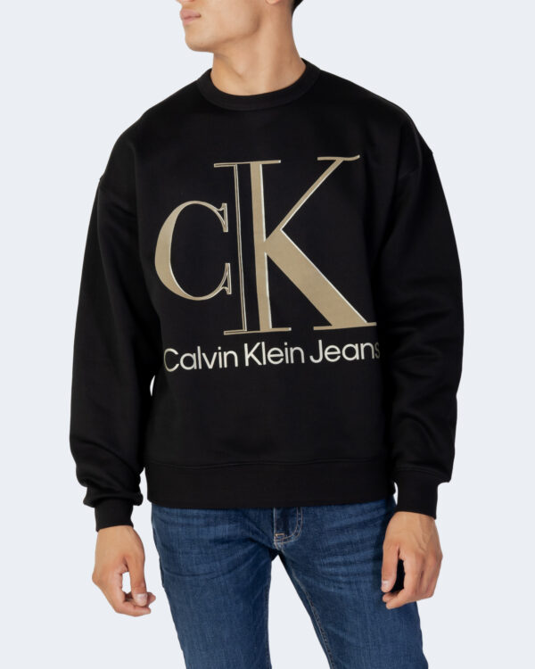 Felpa senza cappuccio Calvin Klein Jeans HIGH SHINE CK INSTIT Nero - Foto 1