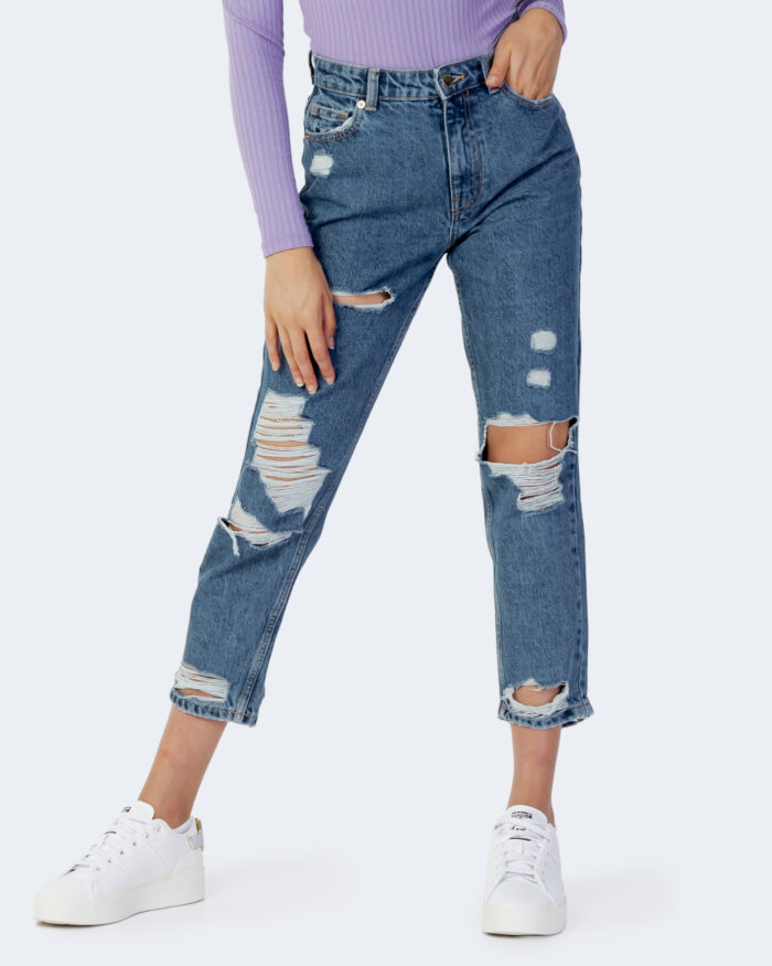 Jeans slim Only ONLJAGGER HW MOM ANK DESTROY DNM Blue Denim – 91221