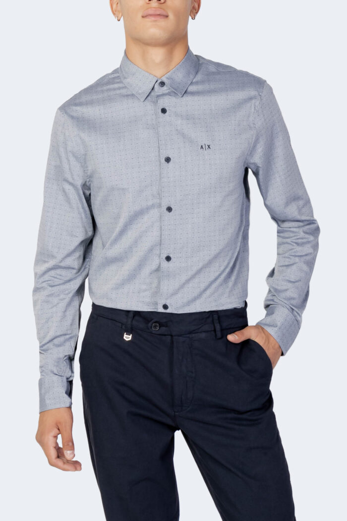 Camicia manica lunga Armani Exchange PUNTINATA Blu – 90435