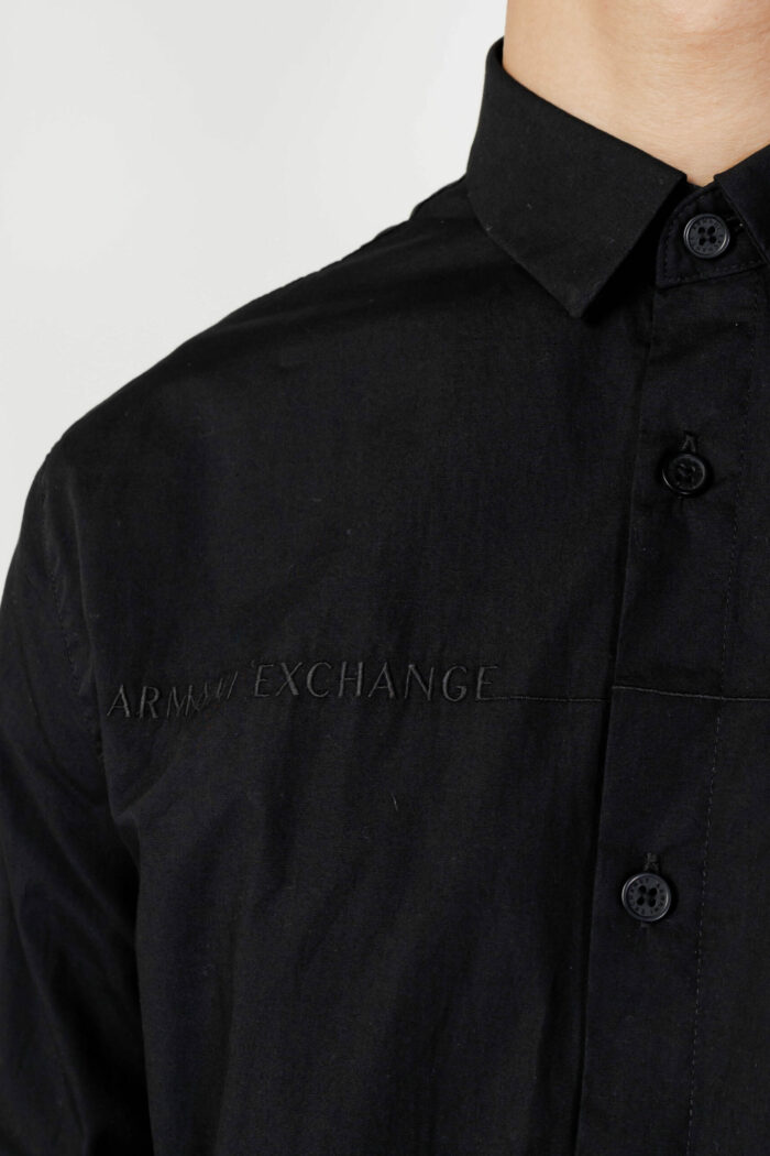 Camicia manica lunga Armani Exchange LOGO RICAMO Nero – 90436