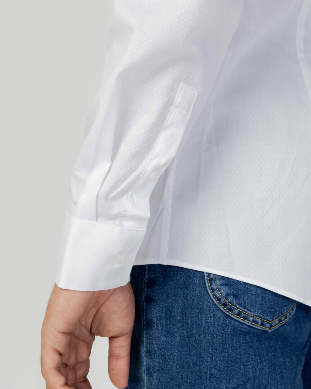 Camicia manica lunga Calvin Klein Jeans DOBBY EASY CARE SLIM SHIRT Bianco - Foto 3