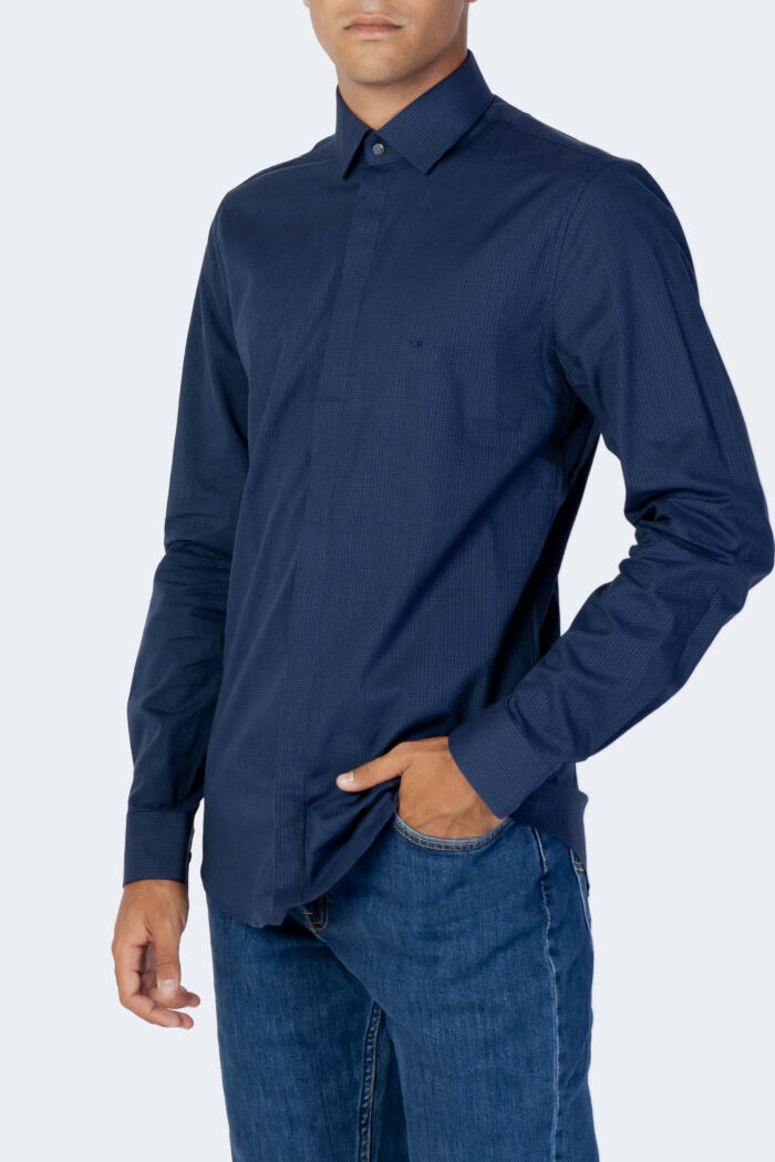 Camicia manica lunga Calvin Klein STAIN SHIELD DOT SLIM HP Blu – 96770