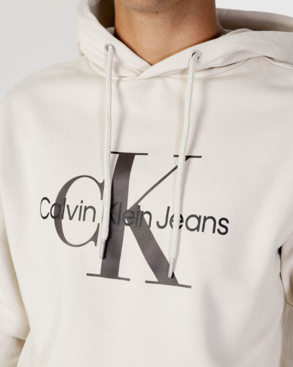 Felpa con cappuccio Calvin Klein Jeans SEASONAL MONOGRAM RE Panna - Foto 2