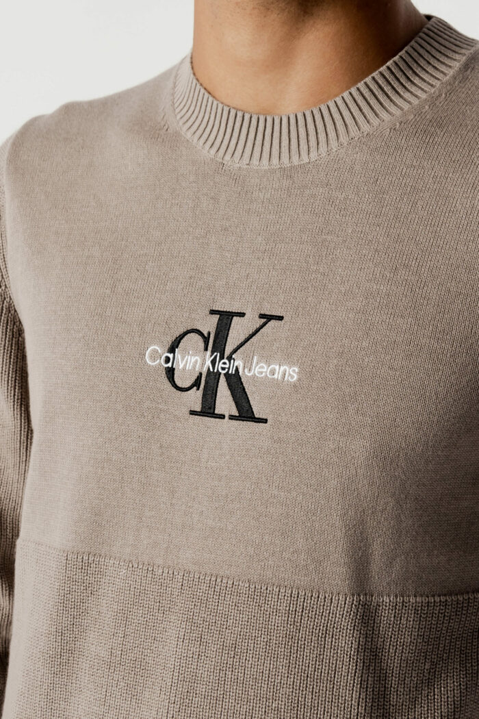 Maglione Calvin Klein MONOLOGO SWEATER Beige scuro – 91408