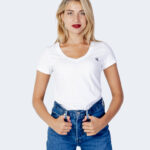 T-shirt Calvin Klein Jeans EMBROIDERY STRETCH V-NECK Bianco - Foto 1