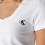 T-shirt Calvin Klein Jeans EMBROIDERY STRETCH V-NECK Bianco - Foto 2