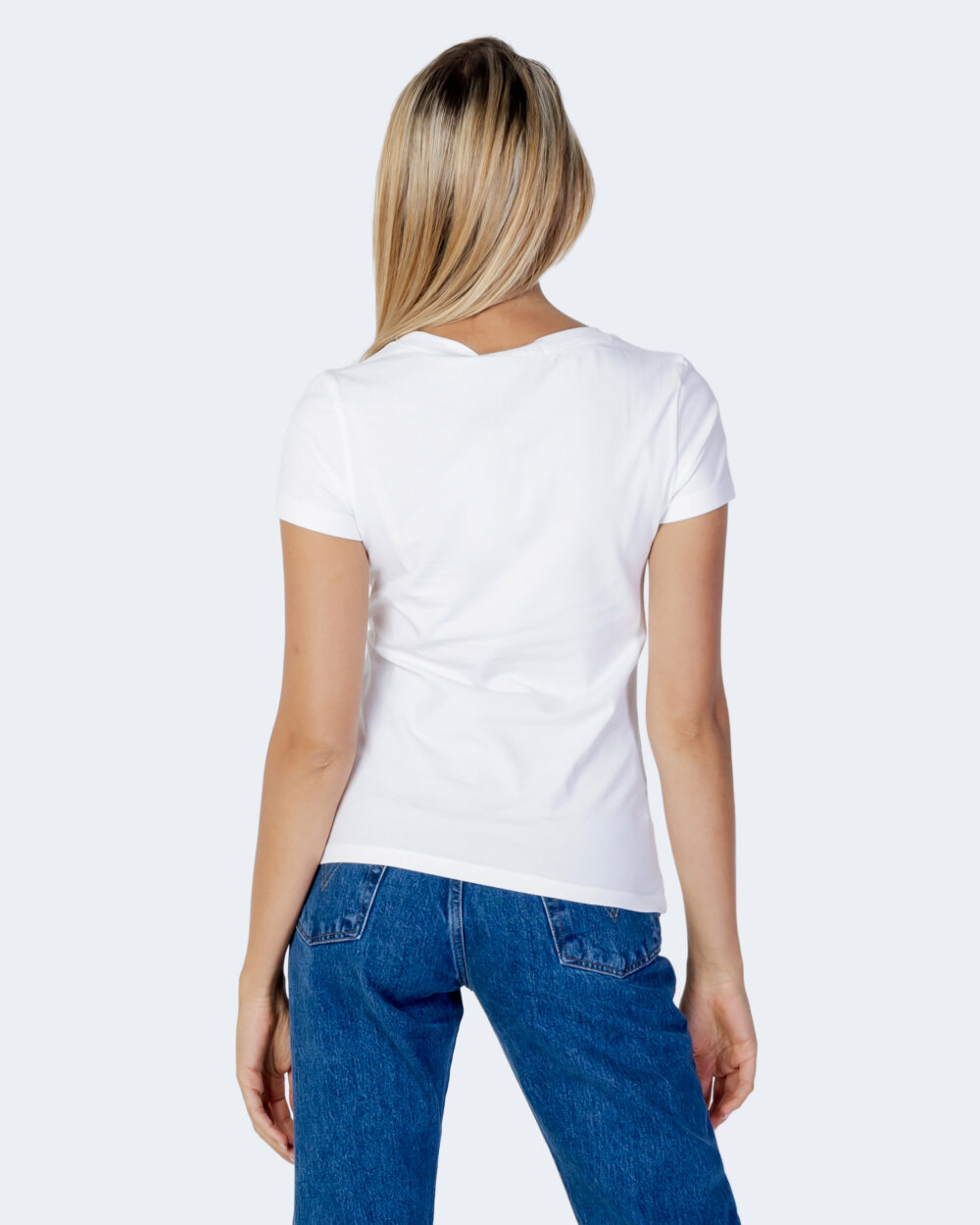 T-shirt Calvin Klein Jeans EMBROIDERY STRETCH V-NECK Bianco - Foto 4
