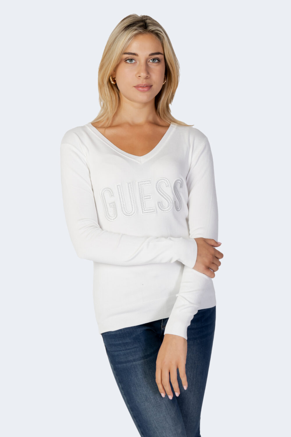 Maglia Guess PASCALE VN LS SWEATER Panna - Foto 1