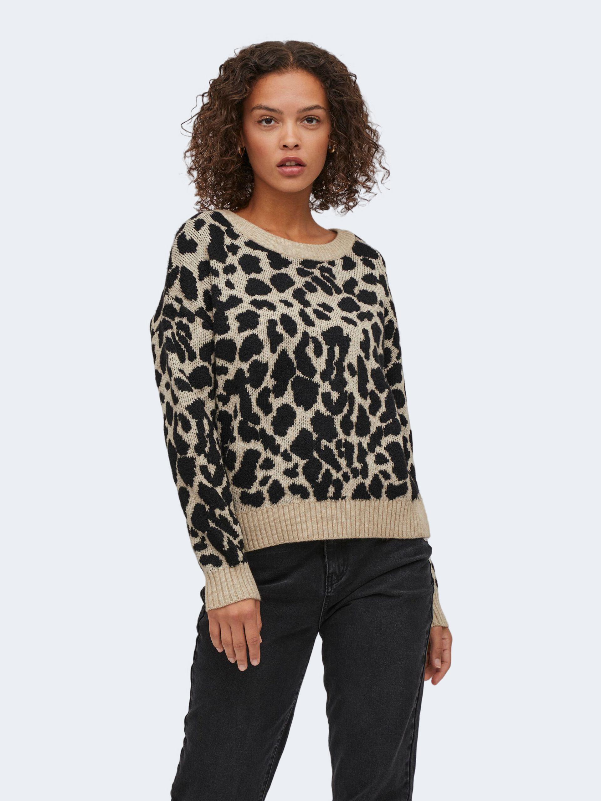 Maglione Vila Clothes VIRIL FEAMI MIX O-NECK L/S KNIT TOP-NOOS Beige – 98510