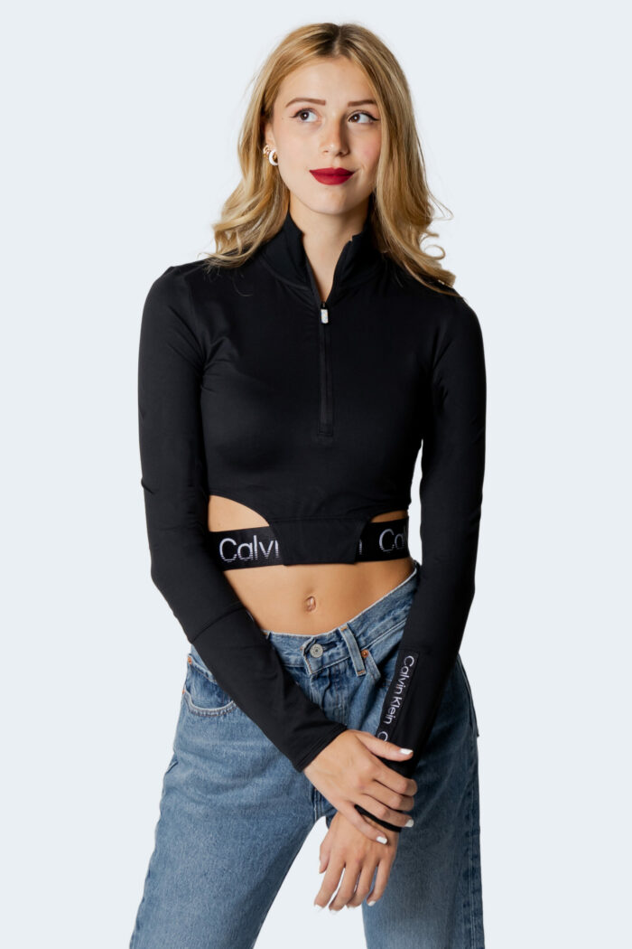 T-shirt manica lunga Calvin Klein Performance WO – 1/4 Zip LS Top Nero – 91432