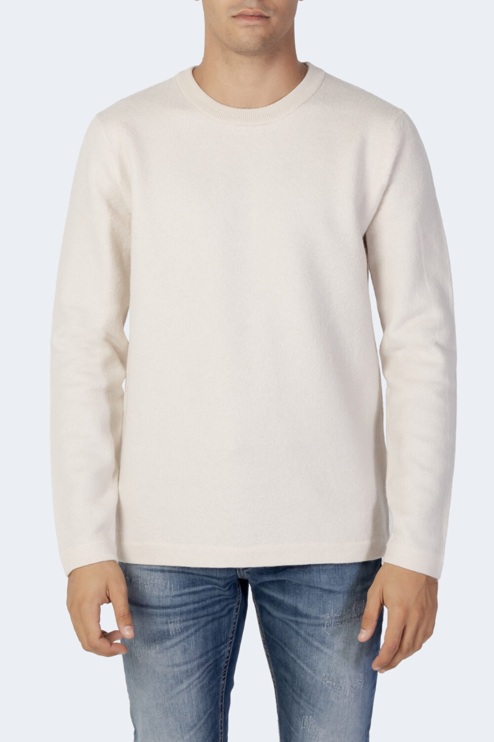 Maglia Selected SLHBELO LS KNIT CREW NECK W Panna - Foto 1