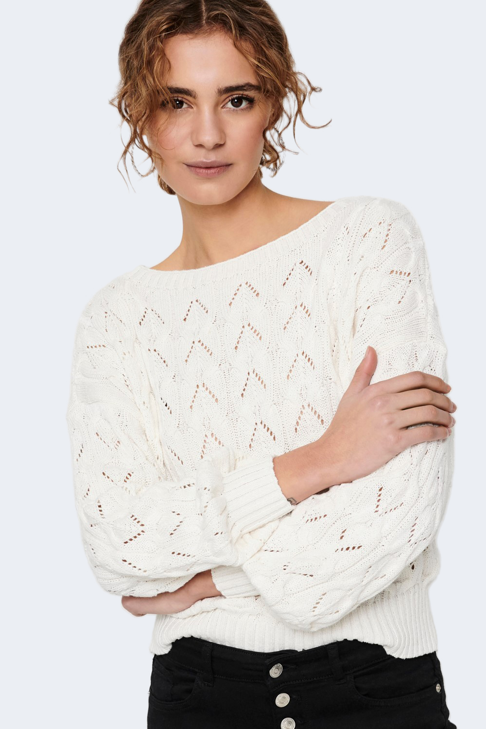 Maglione Only BRYNN LIFE STRUCTURE L/S PUL KNT NOOS Bianco - Foto 2