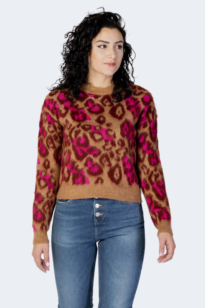 Maglione Only ONLASHLEY L/S ANIMAL PULLOVER KNT Marrone – 91209