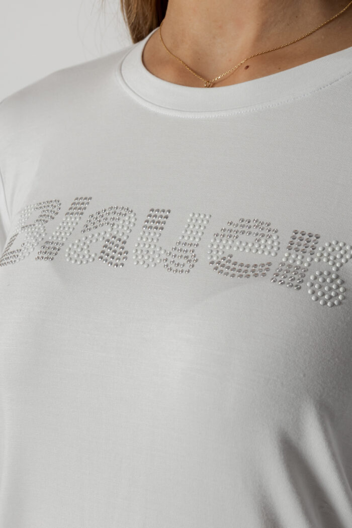 T-shirt manica lunga Blauer SCRITTA IN STRASS Bianco – 99133