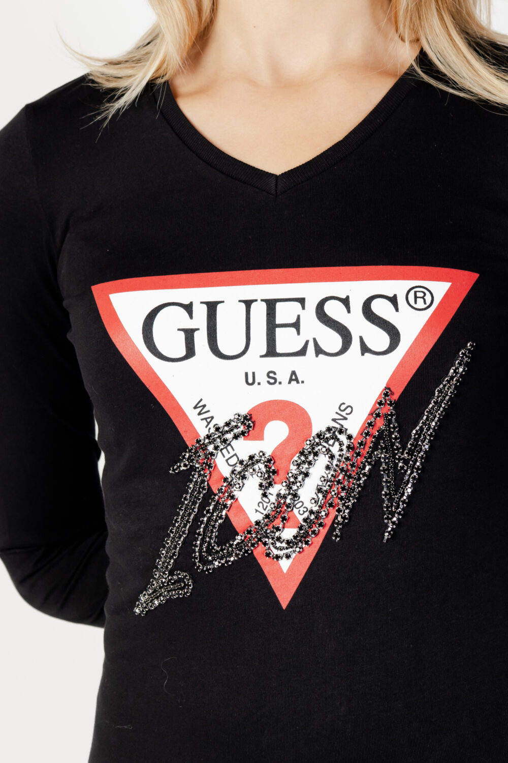 T-shirt manica lunga Guess LS VN ICON TEE Nero - Foto 2