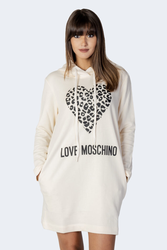 Vestito corto Love Moschino LEOPARD HEART Panna – 99194