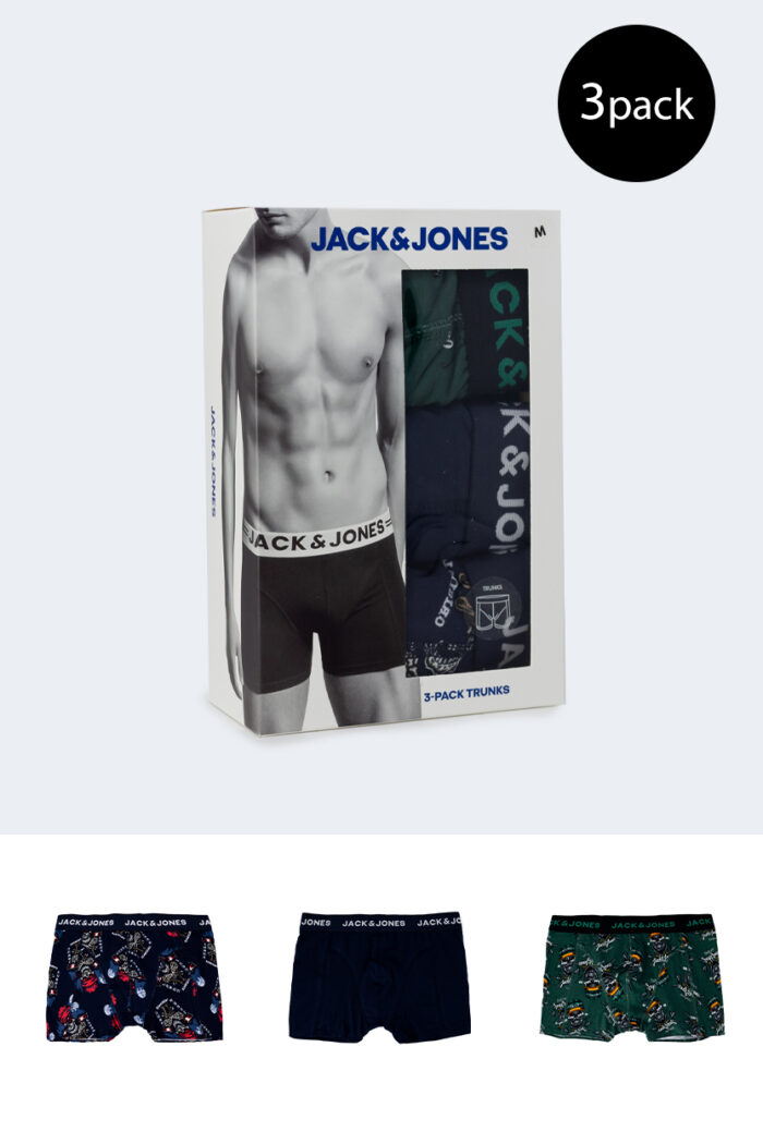 Boxer Jack Jones JACCAPTAIN SKULL TRUNKS 3 PACK Verde – 91126