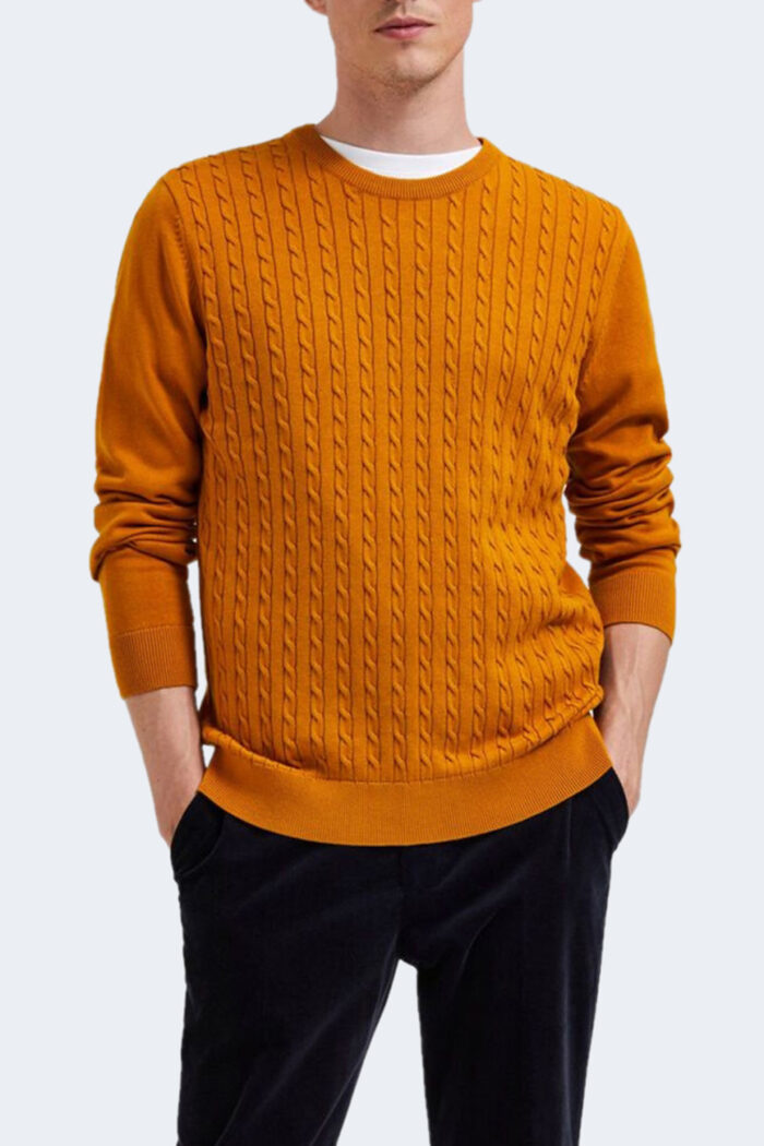Maglia Selected SLHAIKO LS KNIT CABLE CREW NECK B Ocra – 91316