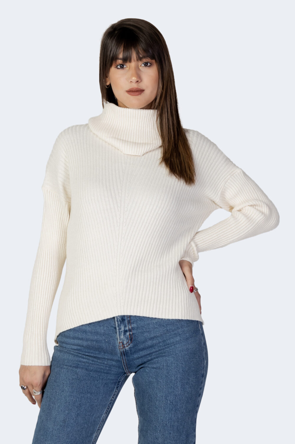 Maglione Only ONLKATIA LS COWLNECK PULLOVER NCA KNT Panna - Foto 3