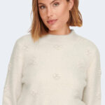 Maglione Only ONLMADELYN LS PEARL HIGH NECK PRM KNT Panna - Foto 2