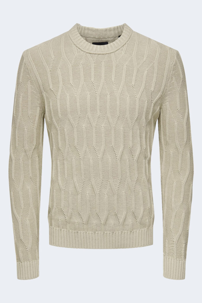 Maglione Only & Sons ONSWILLET REG CABLE CREW KNIT Beige – 91294