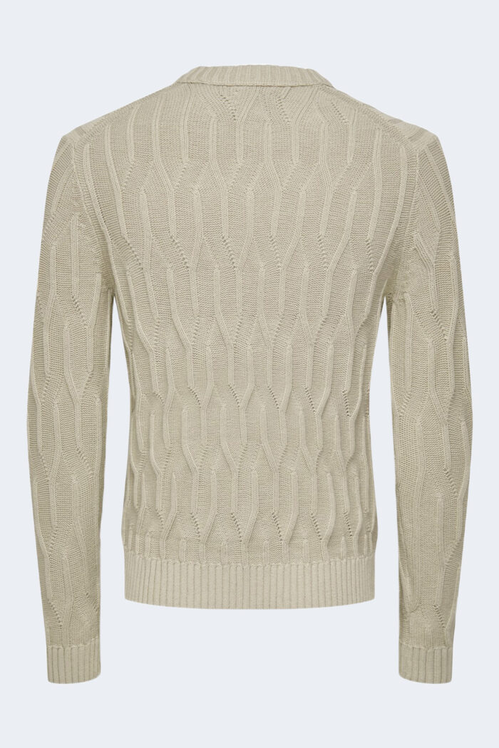 Maglione Only & Sons ONSWILLET REG CABLE CREW KNIT Beige – 91294