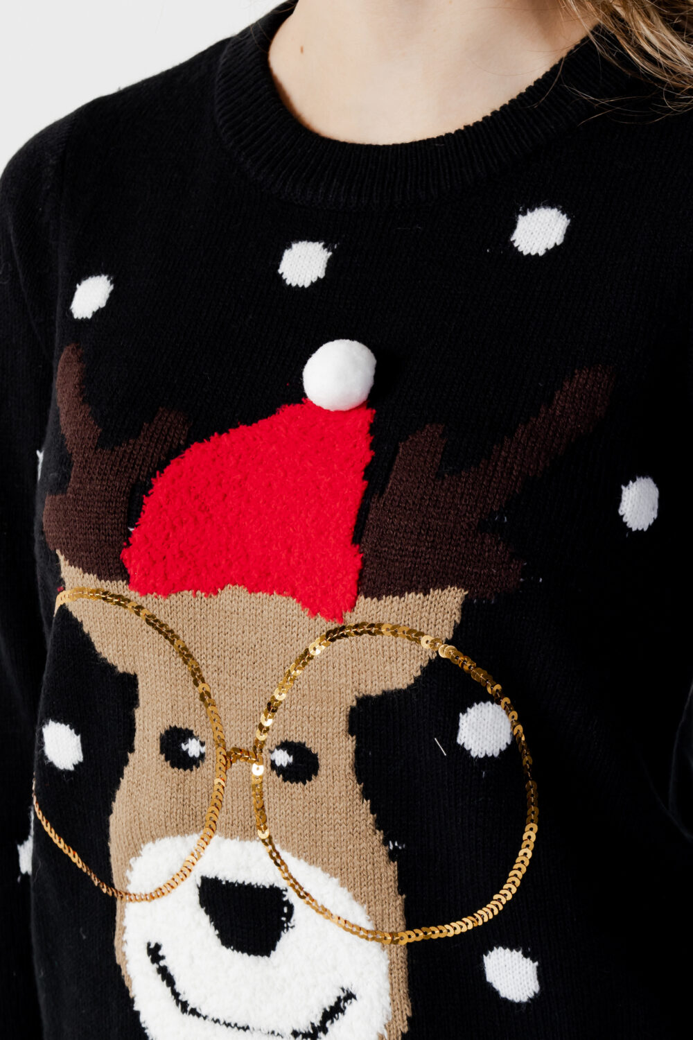 Maglione Vero Moda VMTINSEL LS O-NECK BLOUSE XMAS  REP Nero - Foto 2