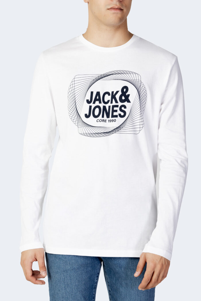 T-shirt manica lunga Jack Jones JCOLUCA TEE LS CREW NECK FST Bianco – 91152