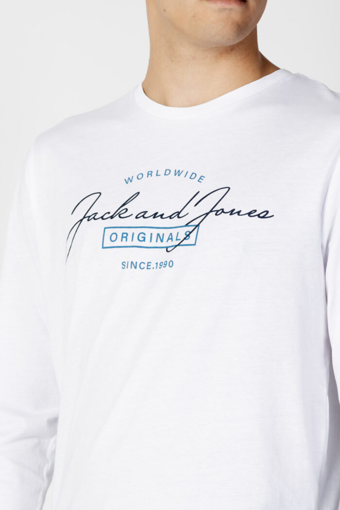T-shirt manica lunga Jack Jones JORFERRY TEE LS CREW NECK FST Bianco – 91163