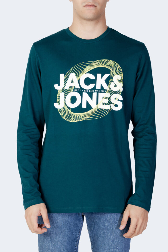 T-shirt manica lunga Jack Jones JCOLUCA TEE LS CREW NECK FST Petrolio – 91152